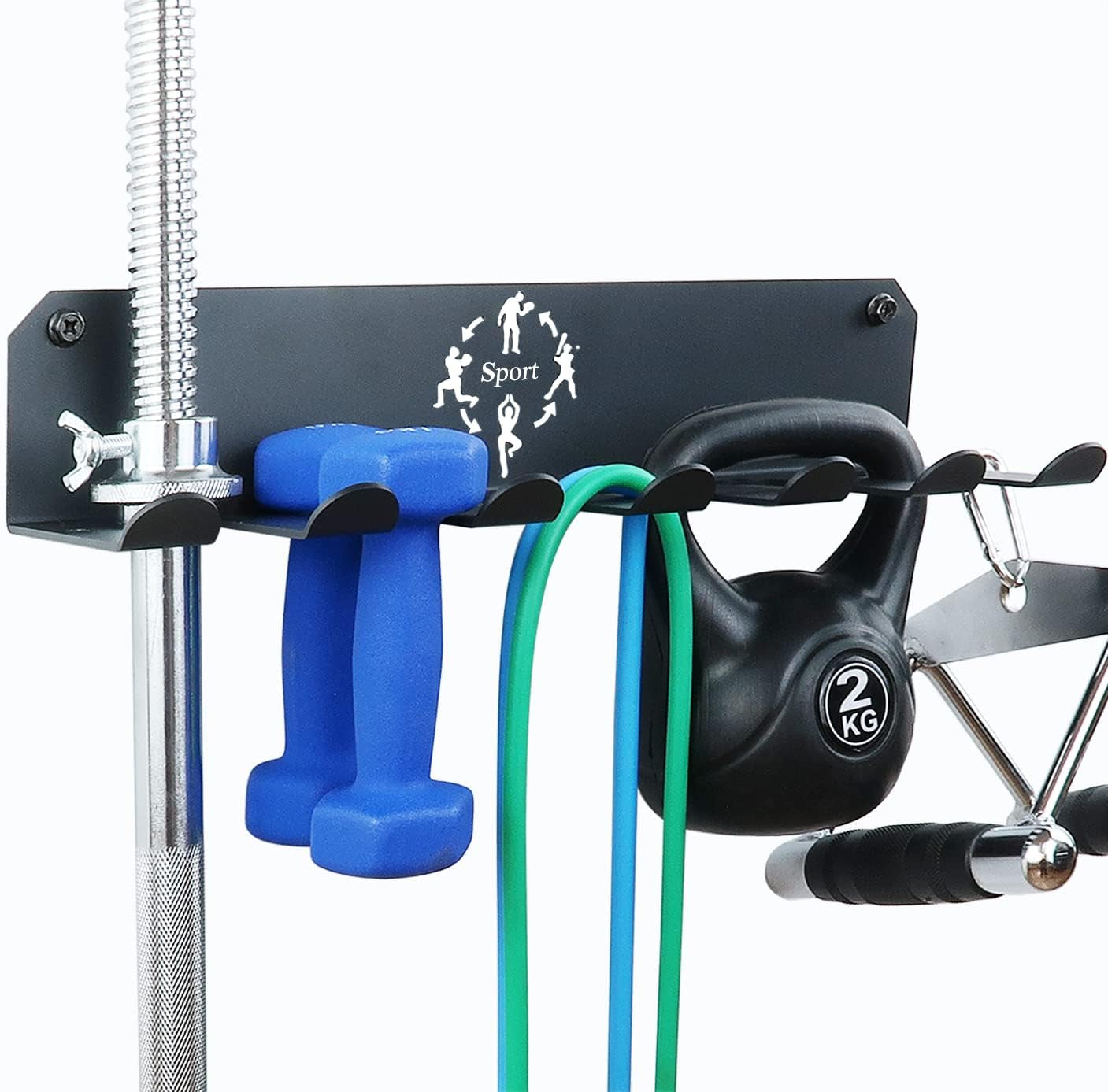 Gym Storage Rack,Home Gym Organizer Resistance Band Storage Rack Gym Wall Rack Hanger for Gym Accessories Olympic Barbells, Workout Bands, Yoga Foam Roller or Tools … (Black-16