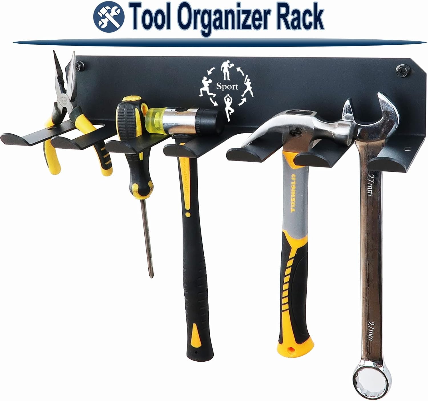 Gym Storage Rack,Home Gym Organizer Resistance Band Storage Rack Gym Wall Rack Hanger for Gym Accessories Olympic Barbells, Workout Bands, Yoga Foam Roller or Tools … (Black-16