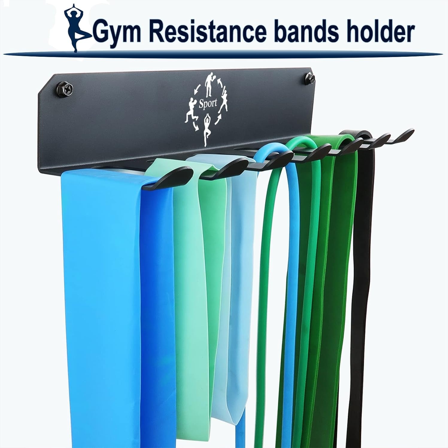 Gym Storage Rack,Home Gym Organizer Resistance Band Storage Rack Gym Wall Rack Hanger for Gym Accessories Olympic Barbells, Workout Bands, Yoga Foam Roller or Tools … (Black-16